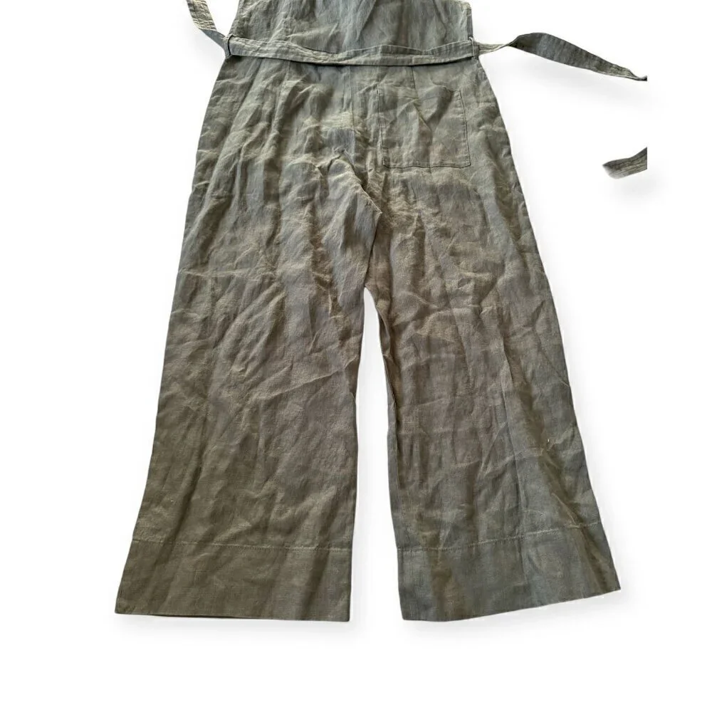 Everlane The Linen Jumpsuit in Pewter Green, Size 4, NWT